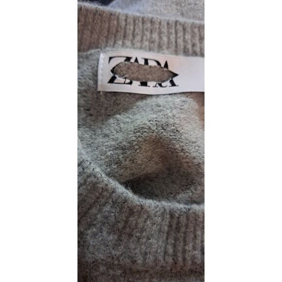Zara Knits Sweater Grey  Pearls Sleeves Tunic Length Jumper‎ - Picture 11 of 12